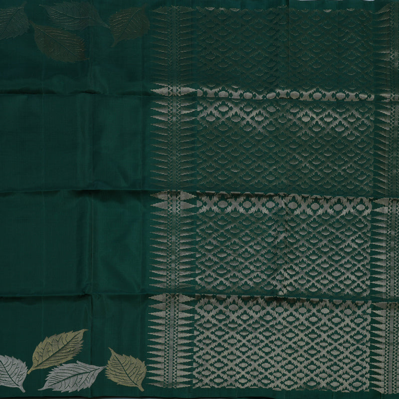 Hayagrivas Dark Green Handloom Soft Silk Saree KBE2154A2-7