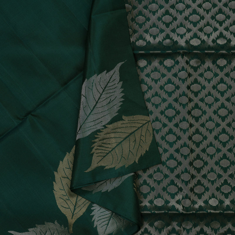 Hayagrivas Dark Green Handloom Soft Silk Saree KBE2154A2-7