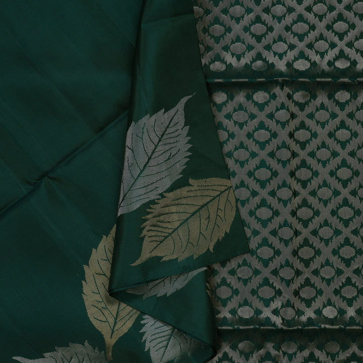 Hayagrivas Dark Green Handloom Soft Silk Saree KBE2154A2-7