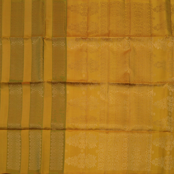 Hayagrivas Mustard & Honey Stripes Handloom Soft Silk Saree KBE2154A4-3