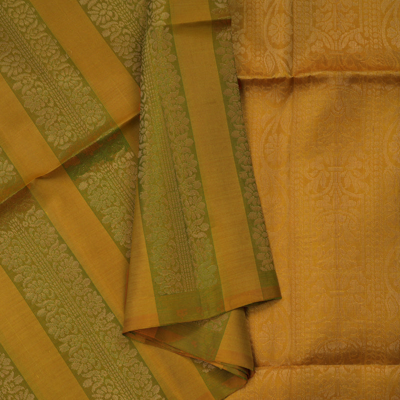 Hayagrivas Mustard & Honey Stripes Handloom Soft Silk Saree KBE2154A4-3