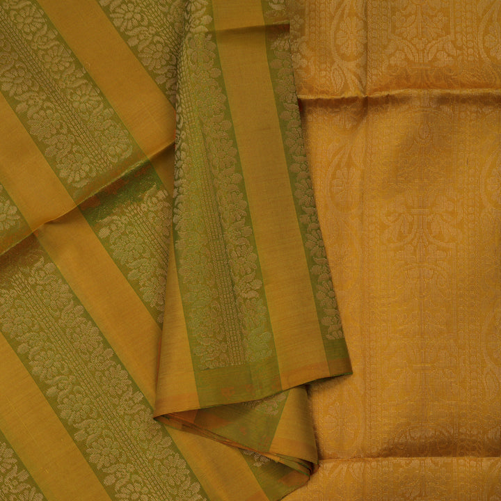 Hayagrivas Mustard & Honey Stripes Handloom Soft Silk Saree KBE2154A4-3