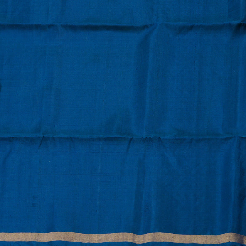 Hayagrivas Bluish-Grey & Peacock Blue Stripes Handloom Soft Silk Saree KBE2154A4-8