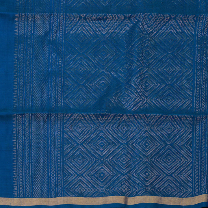 Hayagrivas Bluish-Grey & Peacock Blue Stripes Handloom Soft Silk Saree KBE2154A4-8