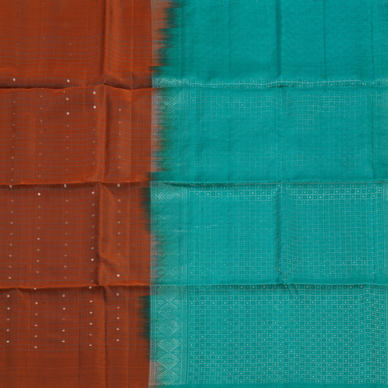 Hayagrivas Rust Brown Handloom Soft Silk Saree KBE2154A7-1