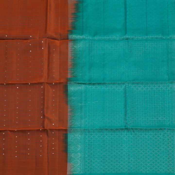 Hayagrivas Rust Brown Handloom Soft Silk Saree KBE2154A7-1