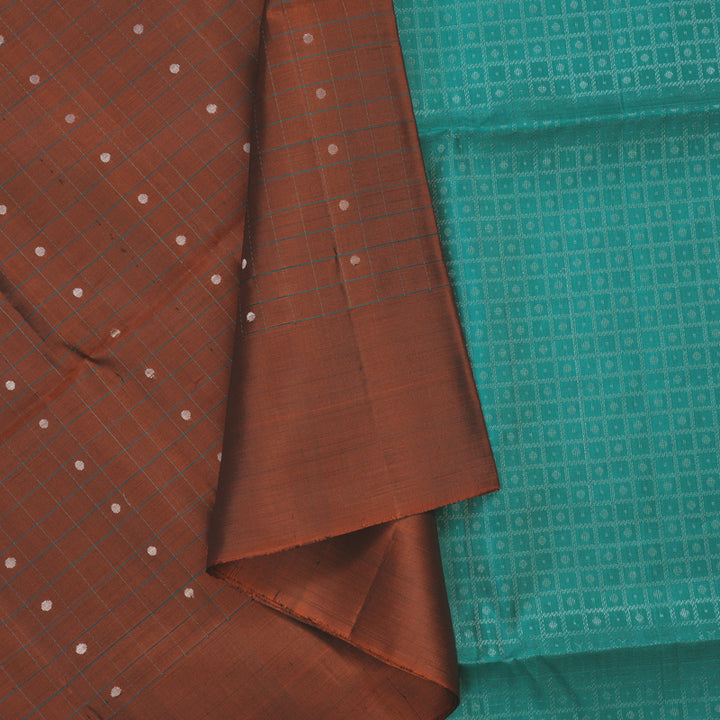 Hayagrivas Rust Brown Handloom Soft Silk Saree KBE2154A7-1