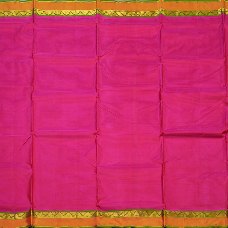 Hayagrivas Handloom Pink Ten Yards Silk Saree with Manthalir Green Border KBE2155A4-13