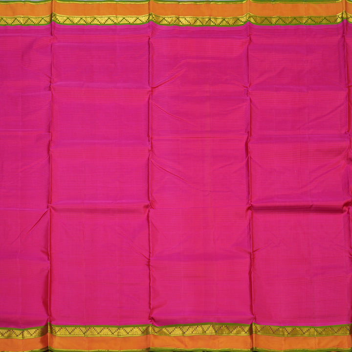 Hayagrivas Handloom Pink Ten Yards Silk Saree with Manthalir Green Border KBE2155A4-13