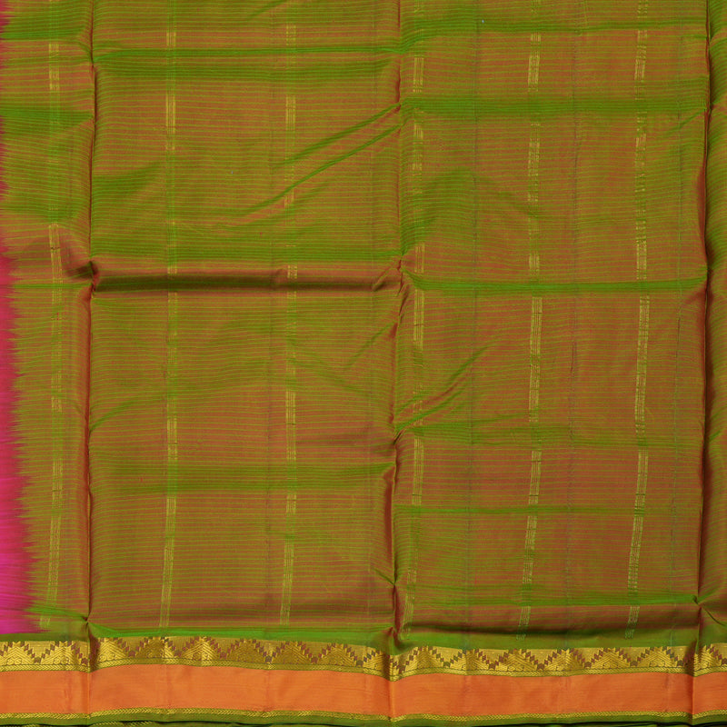 Hayagrivas Handloom Pink Ten Yards Silk Saree with Manthalir Green Border KBE2155A4-13
