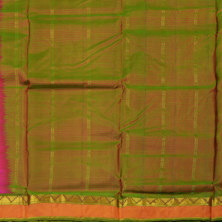 Hayagrivas Handloom Pink Ten Yards Silk Saree with Manthalir Green Border KBE2155A4-13