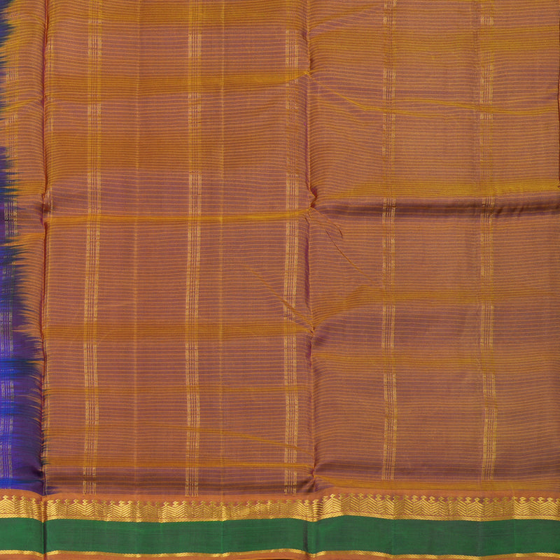 Hayagrivas Handloom Purple Ten Yards Silk Saree with Golden Orange Border KBE2155A4-5