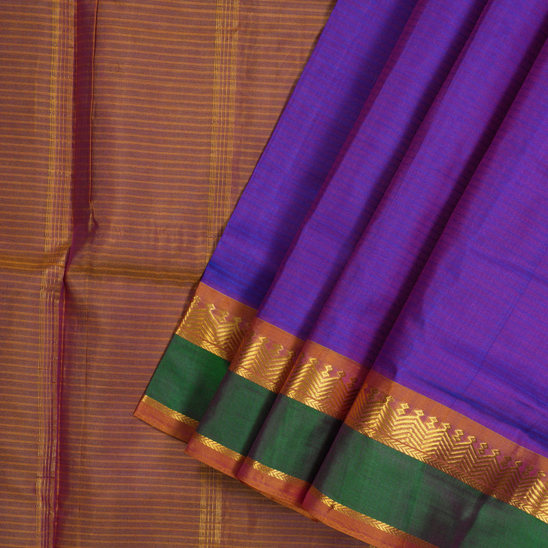 Hayagrivas Handloom Purple Ten Yards Silk Saree with Golden Orange Border KBE2155A4-5