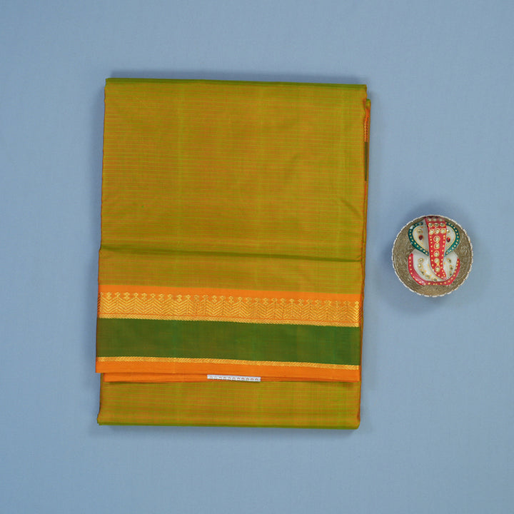 Hayagrivas Handloom Sampanga Yellow Ten Yards Silk Saree KBE2155A4-7