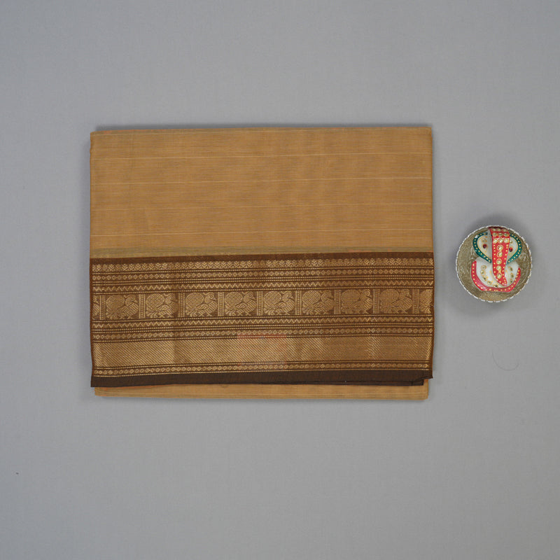 Hayagrivas Khaki Brown Handloom Chettinad Cotton Saree KBE2156A1-33