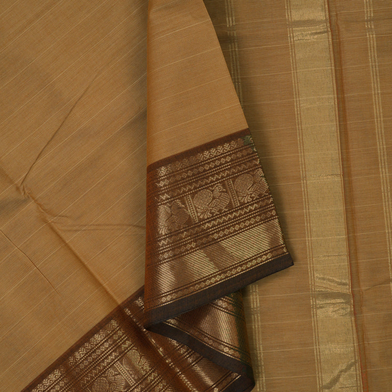Hayagrivas Khaki Brown Handloom Chettinad Cotton Saree KBE2156A1-33