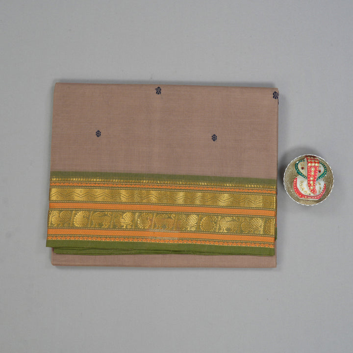 Hayagrivas Light Brown Handloom Chettinad Cotton Saree KBE2156A3-1