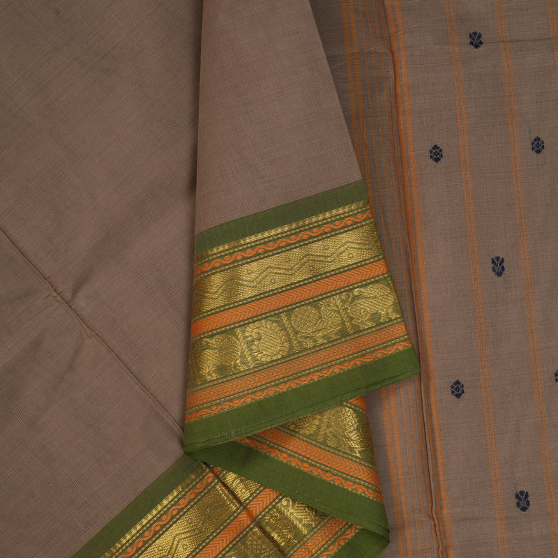 Hayagrivas Light Brown Handloom Chettinad Cotton Saree KBE2156A3-1