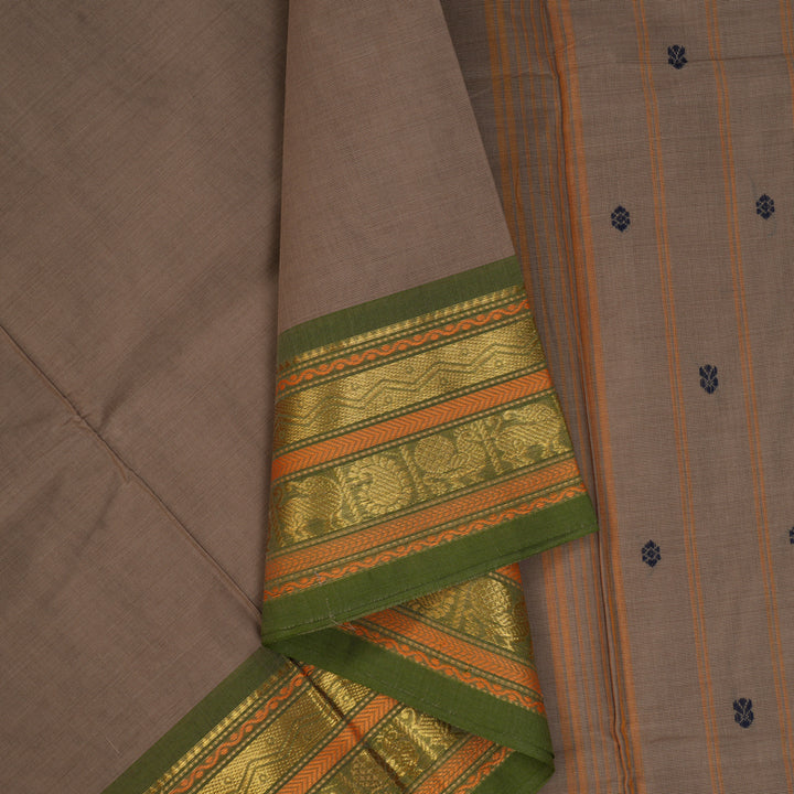 Hayagrivas Light Brown Handloom Chettinad Cotton Saree KBE2156A3-1