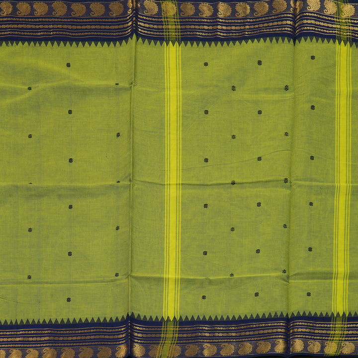 Hayagrivas Mild Parrot Green Handloom Chettinad Cotton Saree KBE2156A3-17