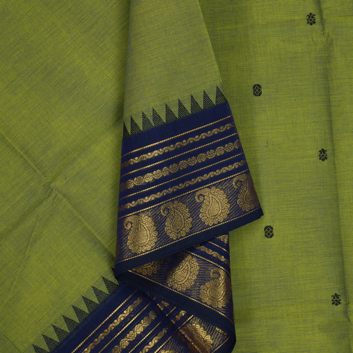 Hayagrivas Mild Parrot Green Handloom Chettinad Cotton Saree KBE2156A3-17