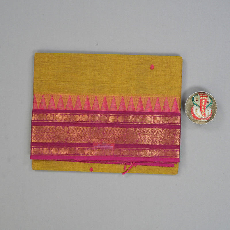 Hayagrivas Yellowish-Green Handloom Chettinad Cotton Saree KBE2156A4-16