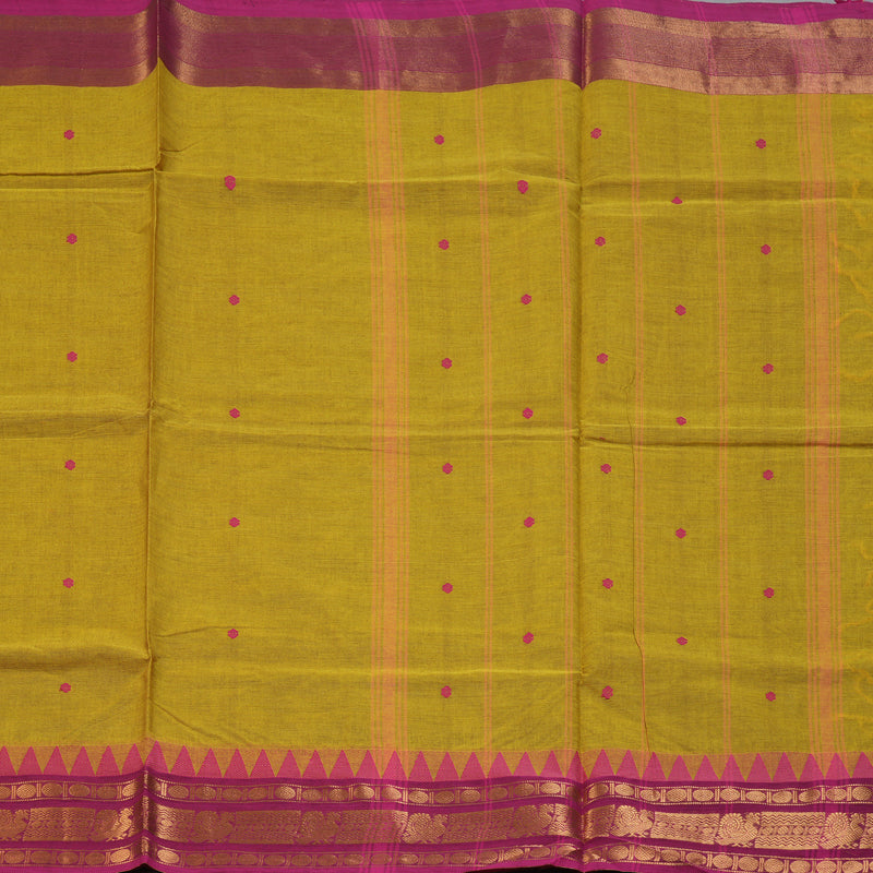 Hayagrivas Yellowish-Green Handloom Chettinad Cotton Saree KBE2156A4-16