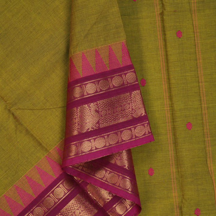 Hayagrivas Yellowish-Green Handloom Chettinad Cotton Saree KBE2156A4-16