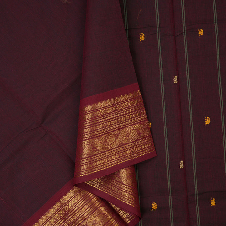 Hayagrivas Wine Maroon Handloom Chettinad Cotton Saree KBE2156A4-17
