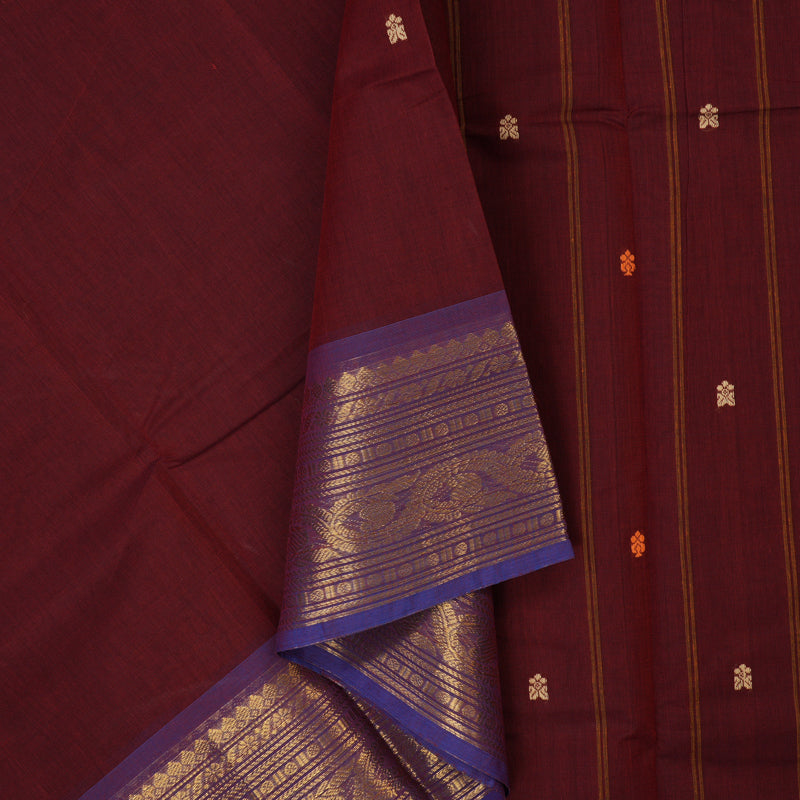 Hayagrivas Maroon Handloom Chettinad Cotton Saree KBE2156A4-20