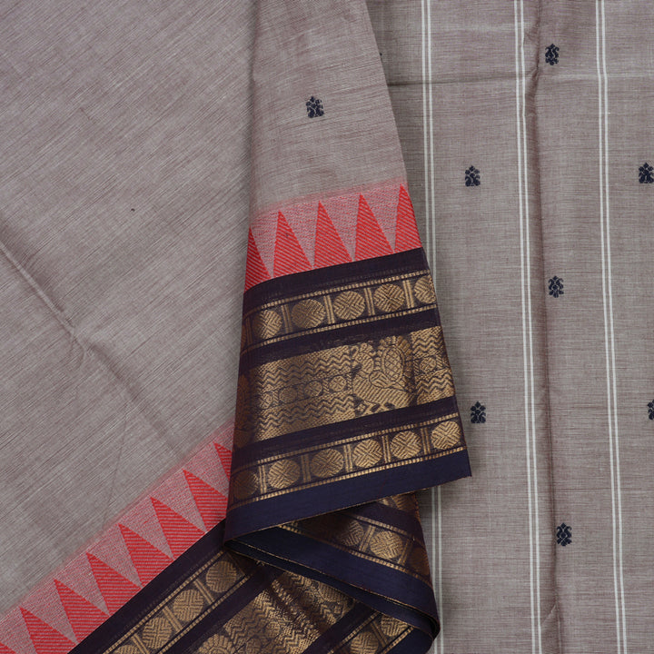 Hayagrivas Lilac-Grey Handloom Chettinad Cotton Saree KBE2156A4-24