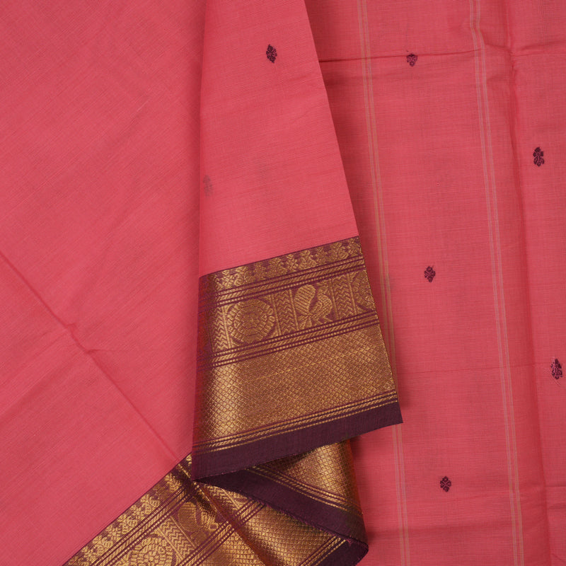 Hayagrivas Fuchsia Pink Handloom Chettinad Cotton Saree KBE2156A5-20