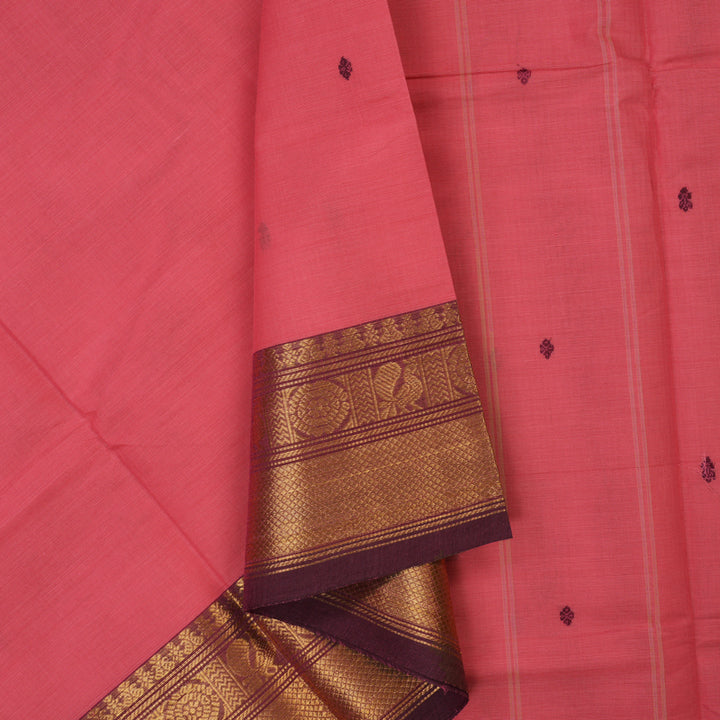 Hayagrivas Fuchsia Pink Handloom Chettinad Cotton Saree KBE2156A5-20