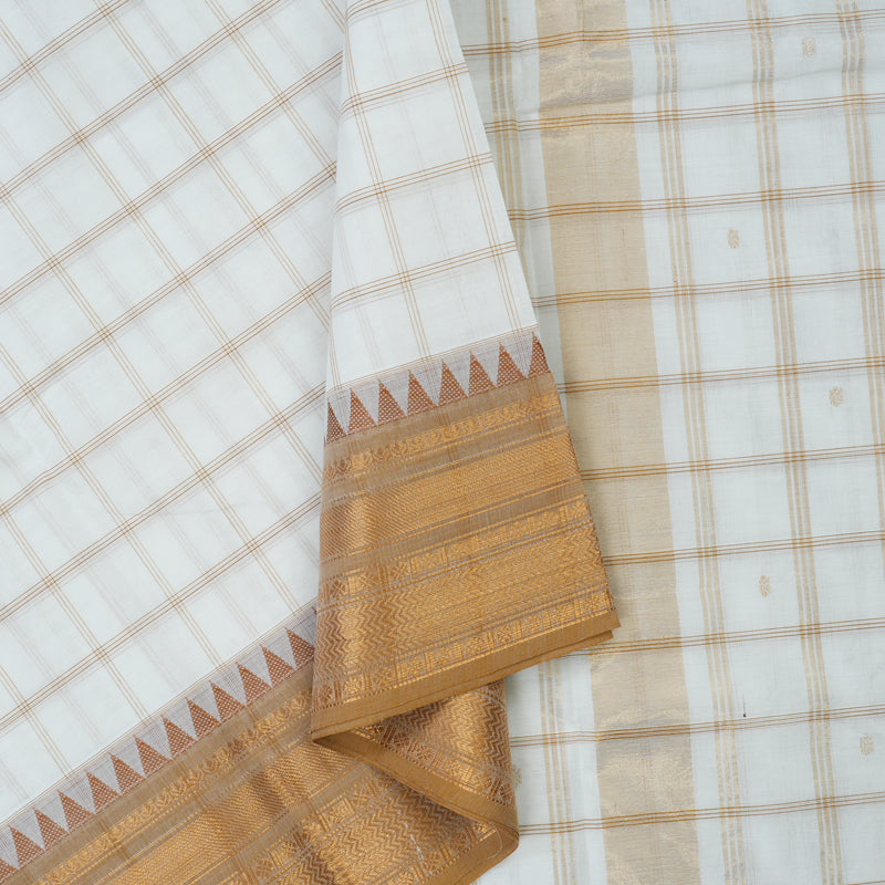 Hayagrivas White Chettinad Cotton Saree KBE2156A6-3
