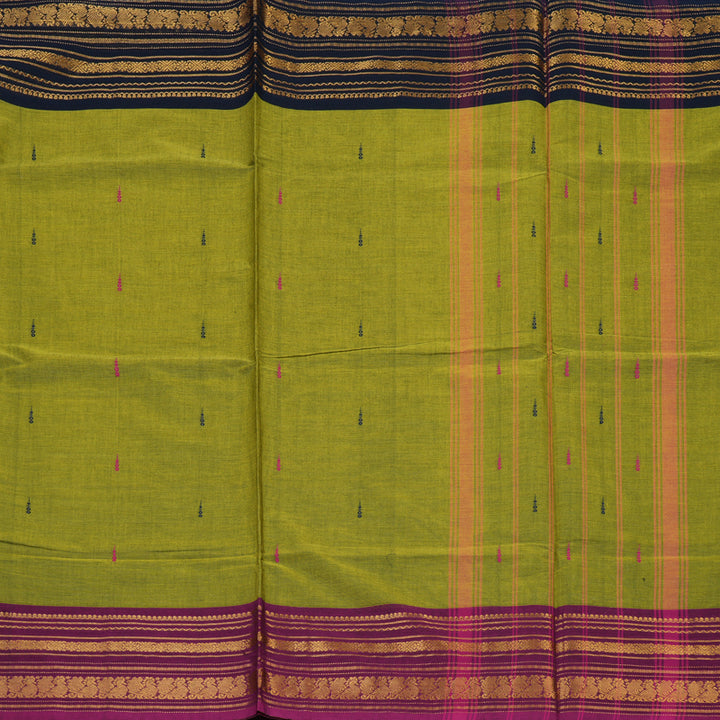 Hayagrivas Yellowish-Green Handloom Chettinad Cotton Saree KBE2156A7-12