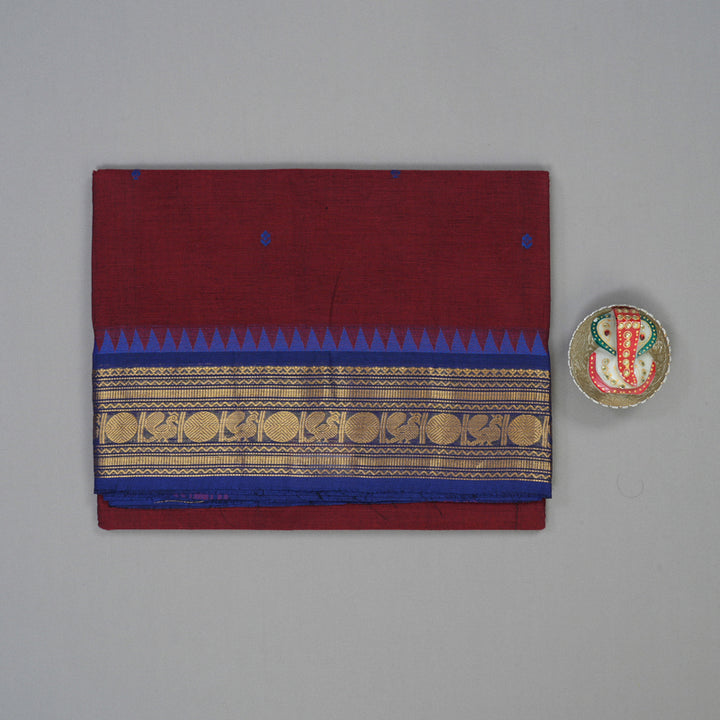Hayagrivas Maroon Handloom Chettinad Cotton Saree KBE2156A7-21