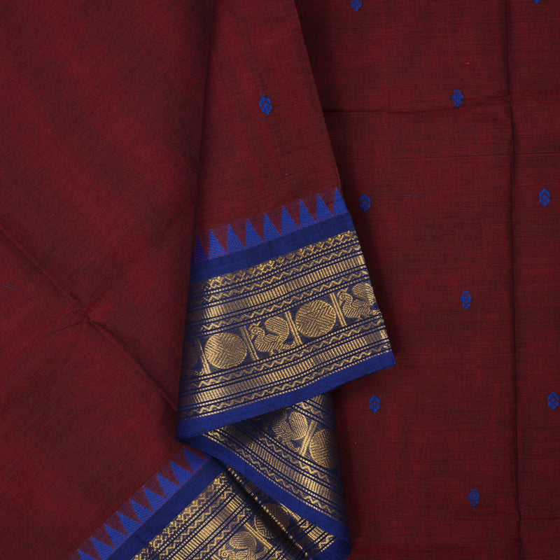 Hayagrivas Maroon Handloom Chettinad Cotton Saree KBE2156A7-21