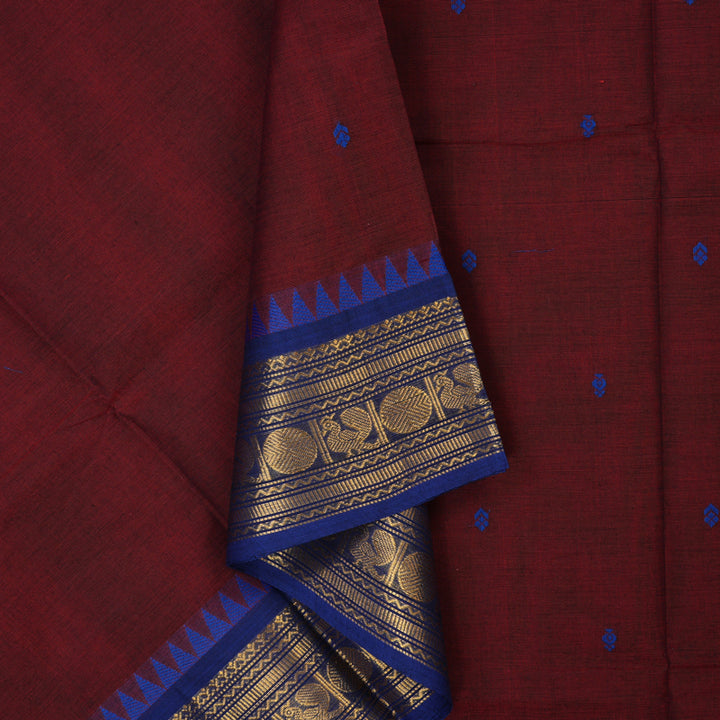 Hayagrivas Maroon Handloom Chettinad Cotton Saree KBE2156A7-21