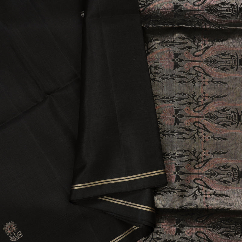Hayagrivas Dark Brown Handloom Soft Silk Saree KBE2159A1-12