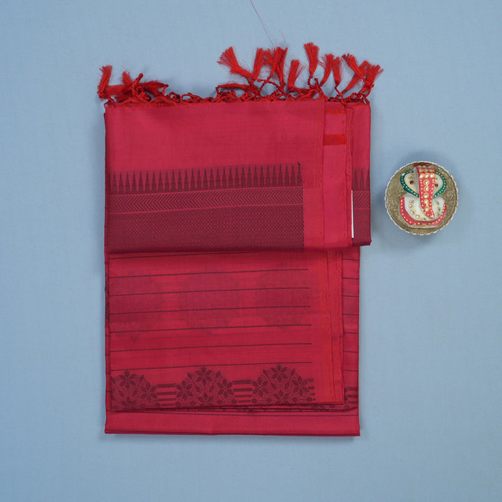 Hayagrivas Reddish-Pink Handloom Soft Silk Saree KBE2159A1-5