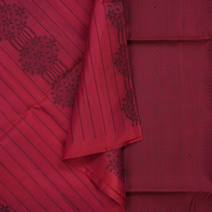 Hayagrivas Reddish-Pink Handloom Soft Silk Saree KBE2159A1-5