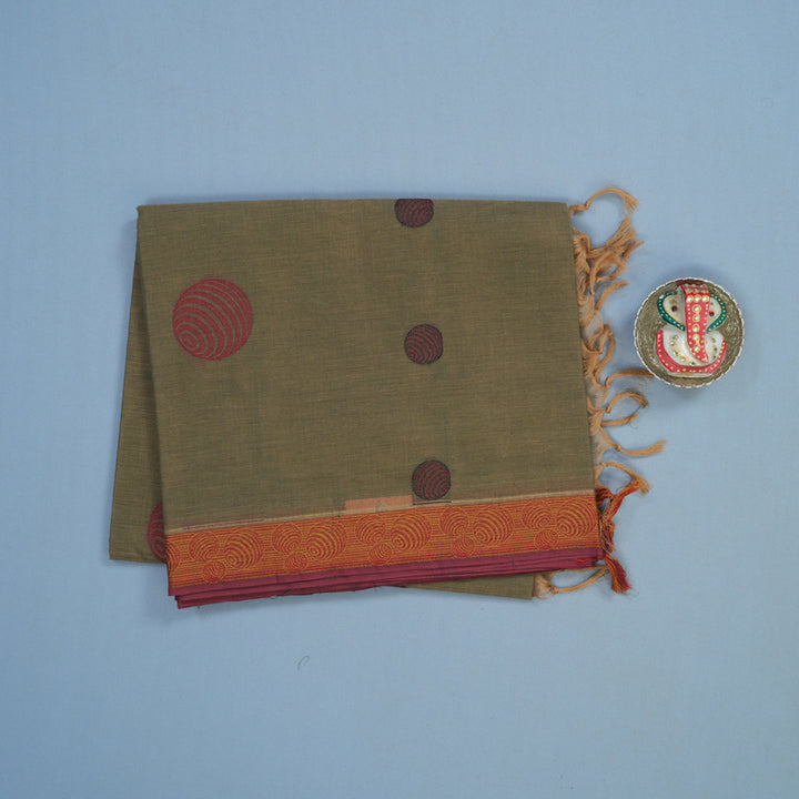 Hayagrivas Dry Mehandi Green Handloom Cotton Saree KBE2160A2-10
