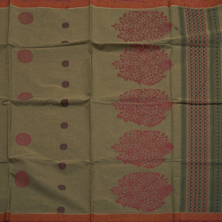Hayagrivas Dry Mehandi Green Handloom Cotton Saree KBE2160A2-10