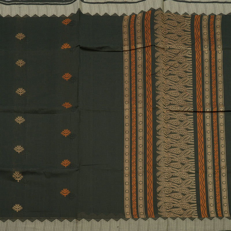 Hayagrivas Cement Green Handloom Cotton Saree KBE2160A2-15