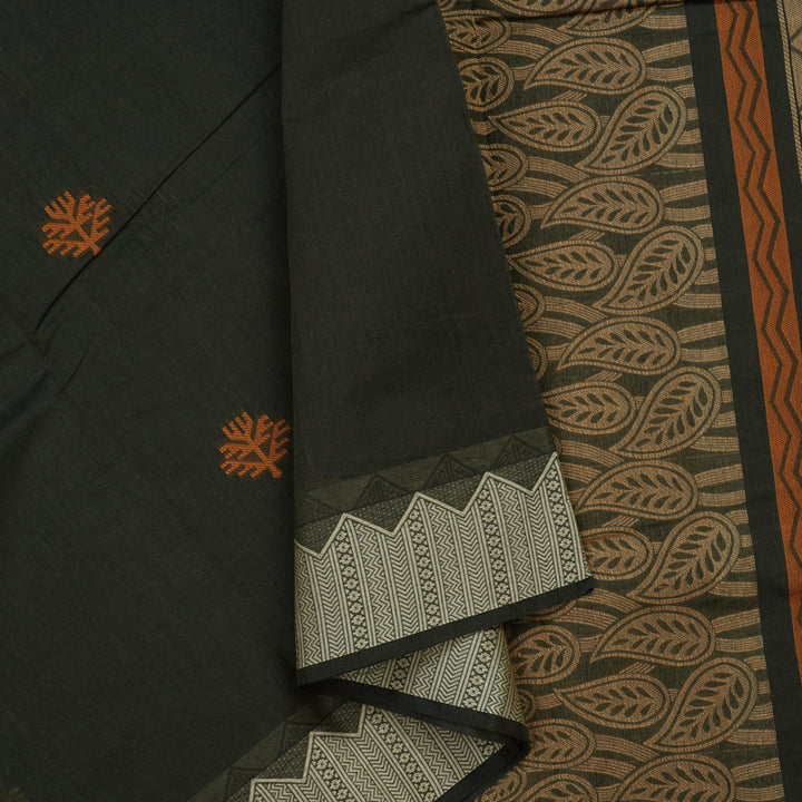 Hayagrivas Cement Green Handloom Cotton Saree KBE2160A2-15