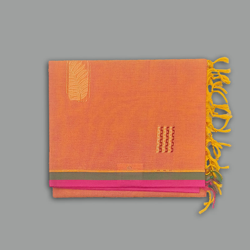 Hayagrivas Orangish-Pink Pure Cotton Saree KBE2160A2-22