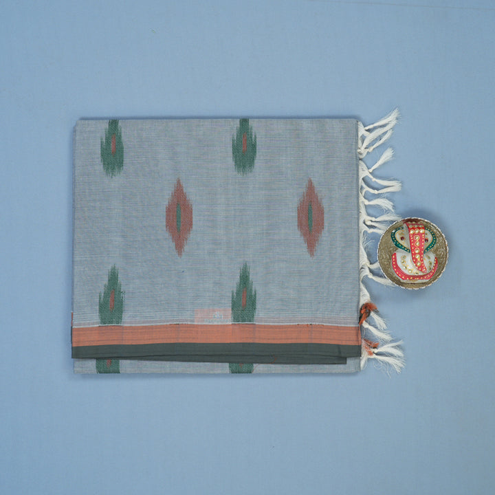 Hayagrivas Light Grey Handloom Cotton Saree KBE2160A2-31