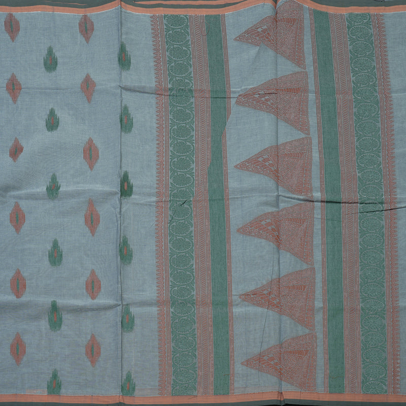 Hayagrivas Light Grey Handloom Cotton Saree KBE2160A2-31