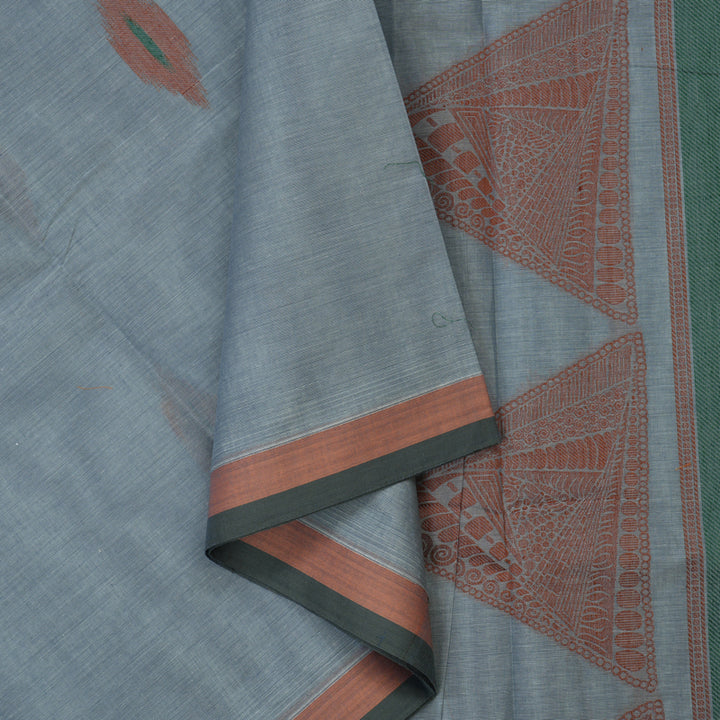 Hayagrivas Light Grey Handloom Cotton Saree KBE2160A2-31