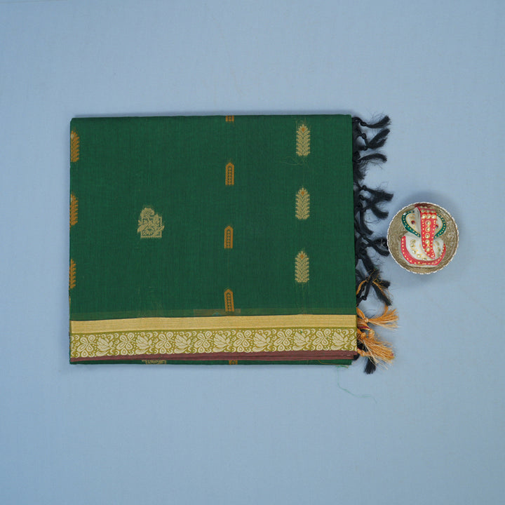 Hayagrivas Green Handloom Cotton Saree KBE2160A2-5